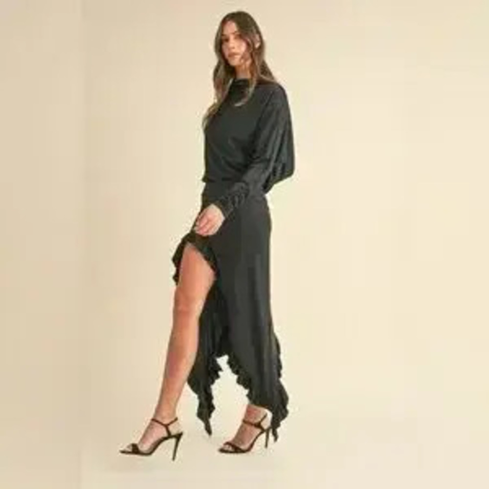 Mable Backless Asymmetric Ruffle Hem Dress - Picture 3 of 5